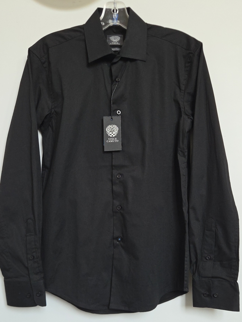 Vince Camuto Men's Black Long-Sleeve Dress Shirt Size Small/14-14.5